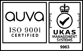 UKAS ISO 9001:2015 Certification Mark, certified by AUVA